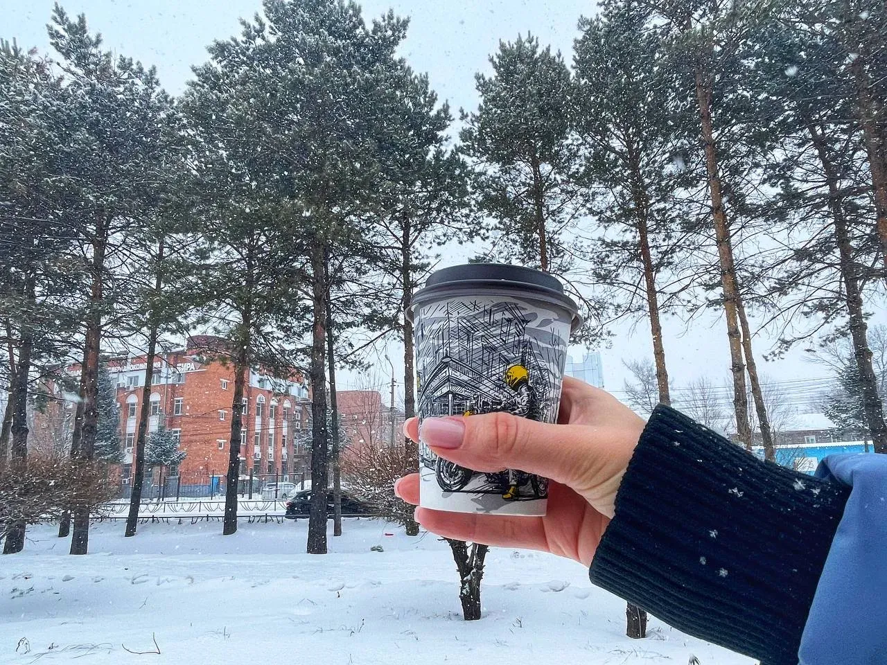 Гренки в присыпанный снегомостров.