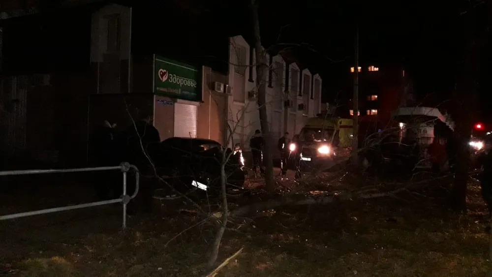 Иномарка снесла забор и влетела в дерево в центре Биробиджана