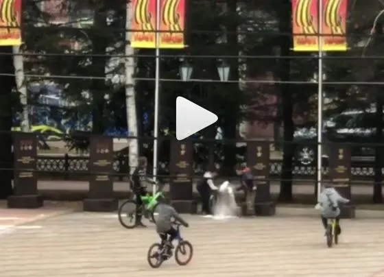 Засыпали мукой пилоны с именами ветеранов хулиганы в Биробиджане