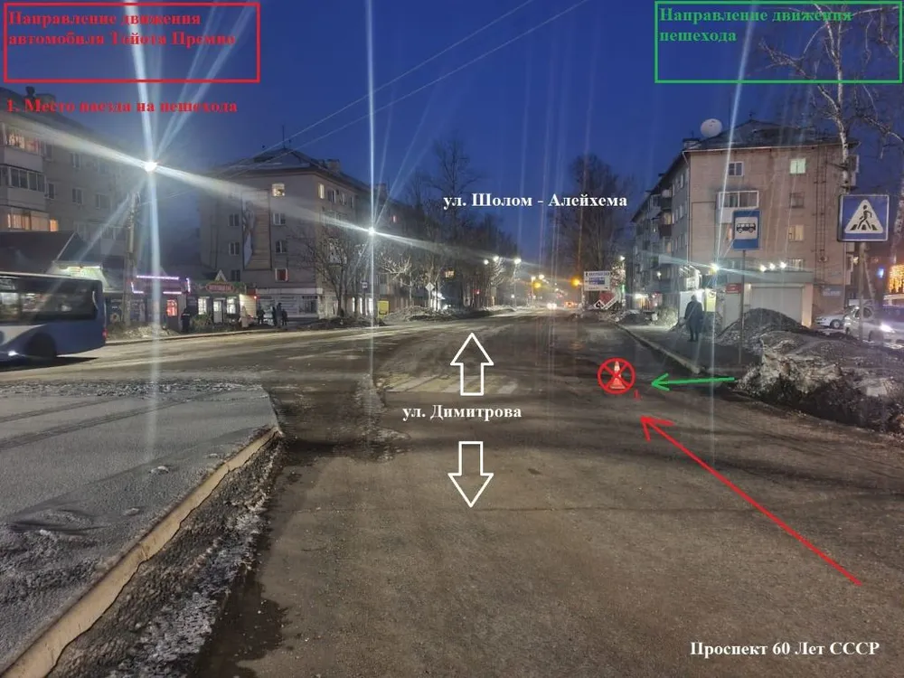 Сбил человека на пешеходном водитель в центре Биробиджана
