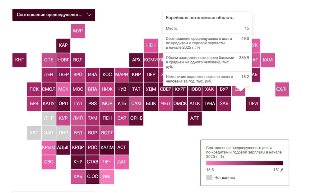 В ЕАО низкий уровень закредитованности жителей