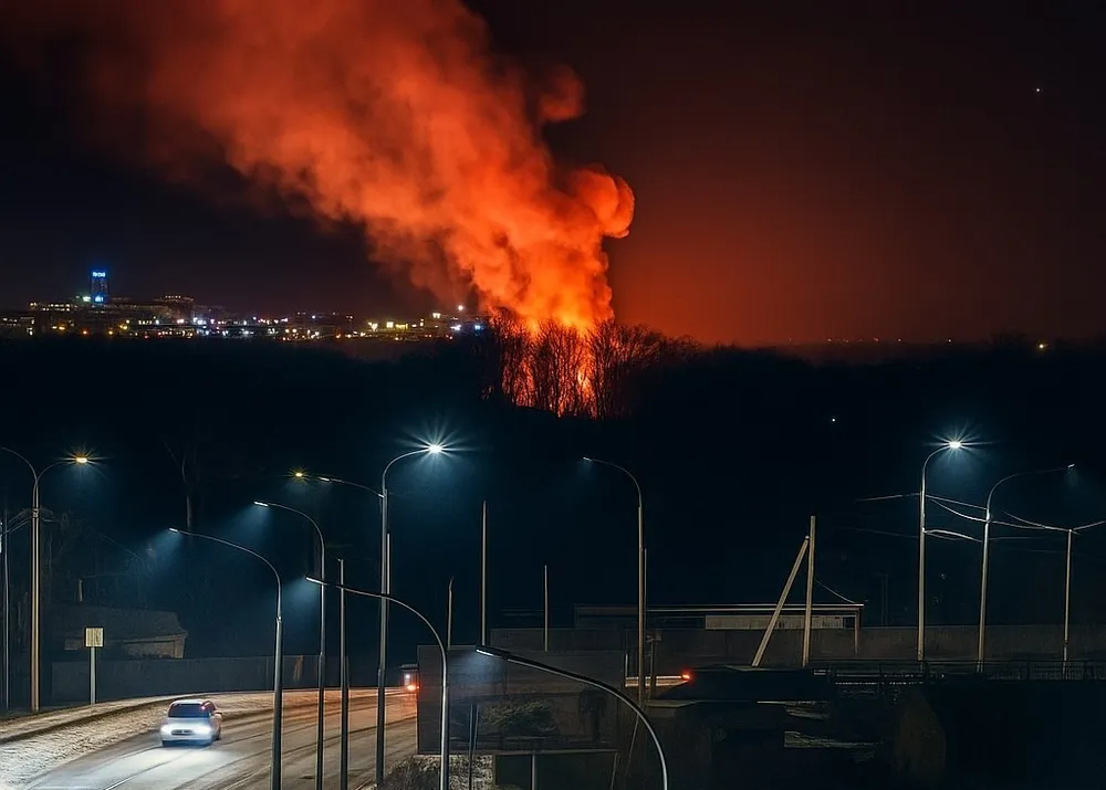 Ночной пожар в Биробиджане: около 100 кв. метров охвачено огнем