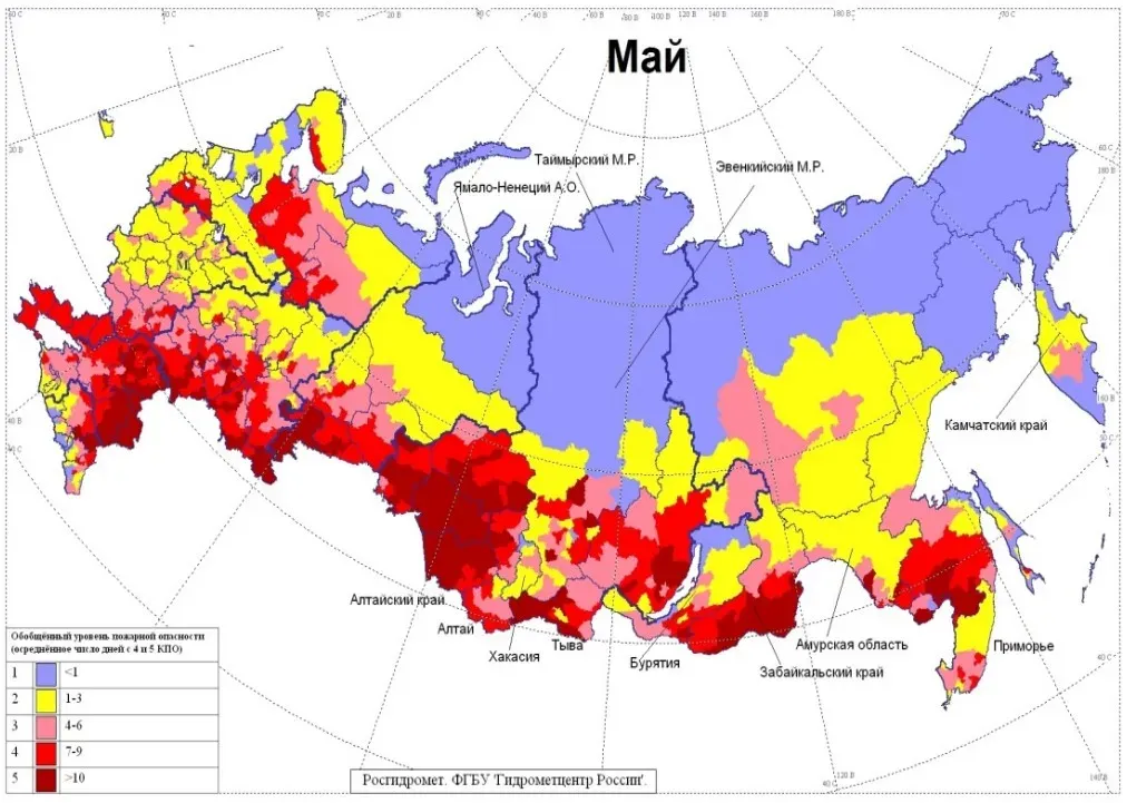 Вся область в огне: карту пожарной опасности в ЕАО на май опубликовал Росгидрометцентр
